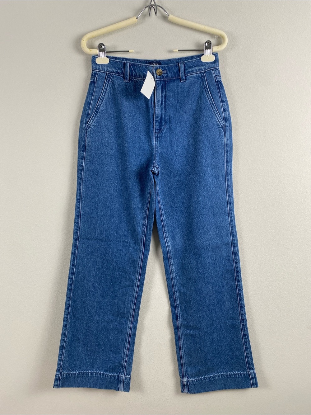J. Crew Factory Drapey Wide Leg Trouser Jean | High Rise | Faded Indigo Blue